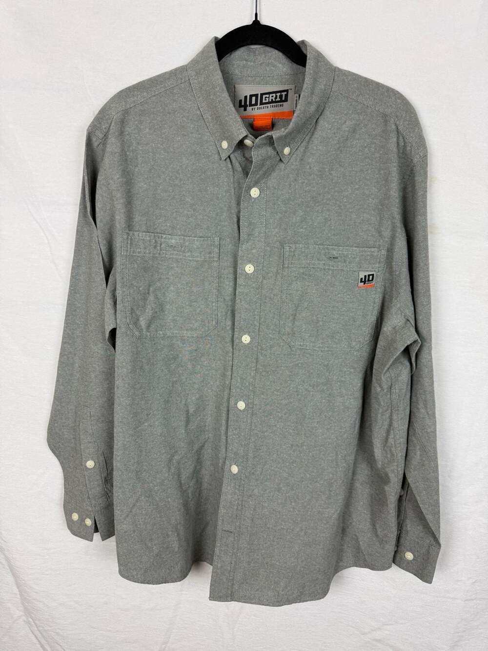 40 Grit by Duluth Trading Long Sleeve Shirt Size L Gray Cotton Workwear